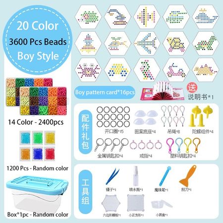 20 Colors 3600pcs 4mm Magic Water Soluble Fog Beads Toys for Children Manual DIY Handmade Jigsaw Puzzle Boys and Girls Gift Sets