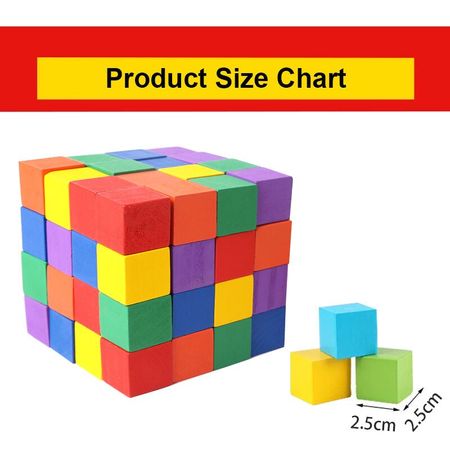 100pcs/lot 2.5CM Wooden Cubes Children Building Blocks Toy Baby Educational Color and Geometric Shape Colorful Wood Squares Toys