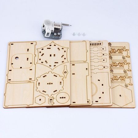 Wooden 3D Jigsaw Puzzle Carousel Clockwork Music Box Pen Holder DIY Handmade Toys for Children Educational Model Building Kits