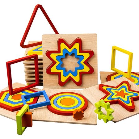 New Colorful Montessori Geometric Shape Board Jigsaw Puzzle Wood Learning Toy Baby Boy Girl Educational Wooden Toys for Children