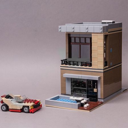 Buildmoc City Architecture Restaurant Store Bricks Street View Restaurant House Set Model Building Blocks Toys Friend