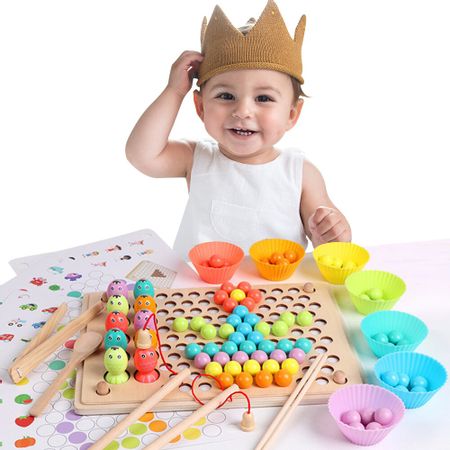 Baby Montessori Toys Kids Puzzle Toy Wood Clip Beads Montessori Educational Wooden Toys Children Learning Games Educational Toy
