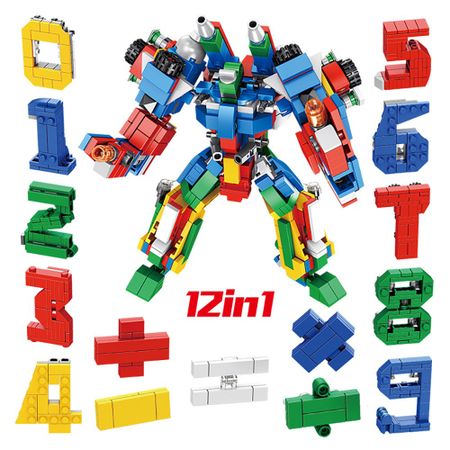 570PCS 12in1 legoINGlys Transformation Robot Constructor Digital Figure Building Block City Aircraft Car Bricks Toy For Children