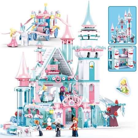Snow World Series Elsa`s Magical Ice Castle Dream Princess Queen Anna Model Figures Building Blocks Friends Gifts  Toy