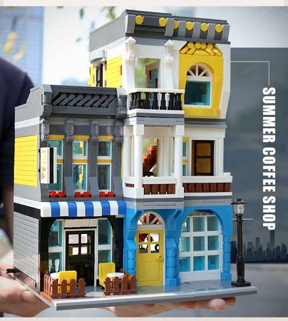 Technic Fit Lego City Street Building Architecture The Summer Coffee Shop Building Blocks Figures Bricks Kids Toys Gifts