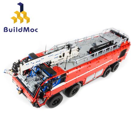 BulidMOC Fire Fighting MOC-4446 Airport Crash Tender Boat Building Blocks Crane City Firefighter Bricks Children Toys