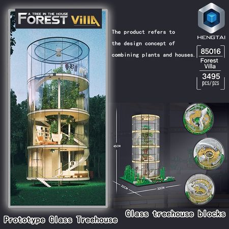 MOC Creator Expert Glass Tree House Bricks City Street Series Forest Villa Model Building Blocks Toys For Children Fit Treehouse
