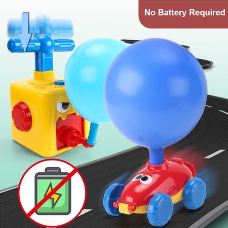 Balloon Inertial Powered Car Funny Toys Early Education Preschool Educational Science Toys with Manual Balloon Pump for Kids