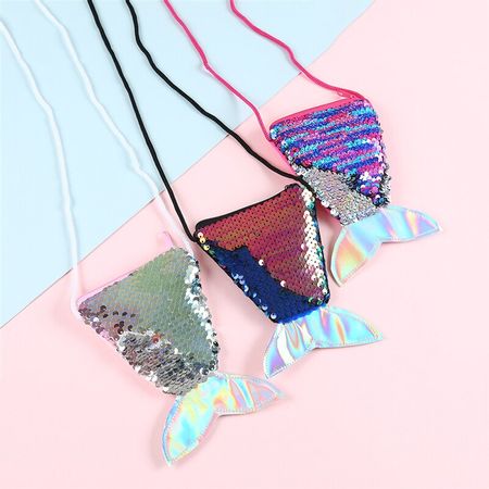 Girls Sequined Mermaid Tail Coin Purse Girl Glittered Sequins Crossbody Bags Card Holder Wallet Purse Pouch Bag for Kids