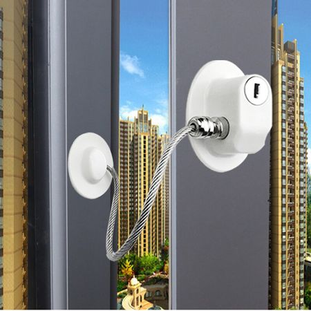 1 Pc Child Protection Window Refrigerator Lock with Stainless Steel Key Cylinder Baby Safety Window Stop Without Punching