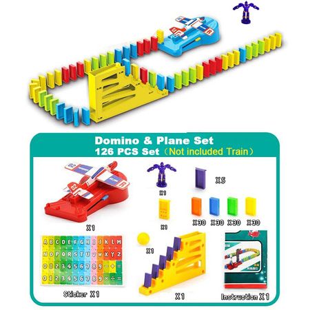Motorized Domino 60pcs Train Car kit Set Up Blocks 120pcs Plane Rocket Set Plastic Colorful Dominoes Bricks toys Gift Children
