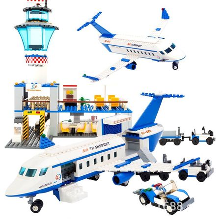 City Airliner Airport Airplane Building block Set Model International Airport Airline legoINGlys Plane Aircraft Toy For Children