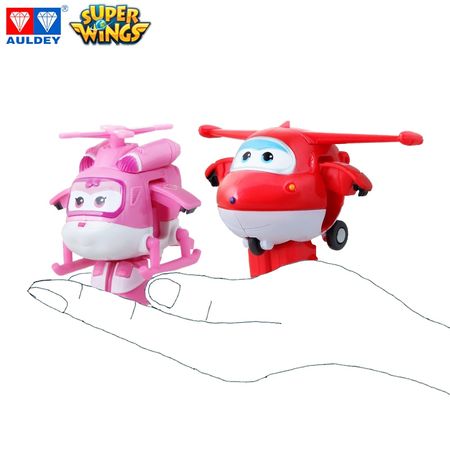 AULDEY Super Wings 20 pcs Original Mini KRYSTAL BUCKY JETT DONNIE Transforming Robot Action Figures Toy for Kids Christmas Gift