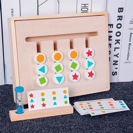 Wooden Colors and Shape Double Sided Matching Game Toy for Children Baby Montessori Preschool Childhood Training Toys Gifts