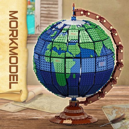 MOC Creative Idea Series The Rotatable Globe Model Kit Building Blocks Earth Map Bricks Educational KIDS TOYS Chirstmas Gifts