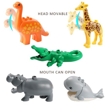 Animal Model Figures Blocks Big Size DIY Compatible Duploed Building Block Cartoon Animal Model Educational Toy For Children