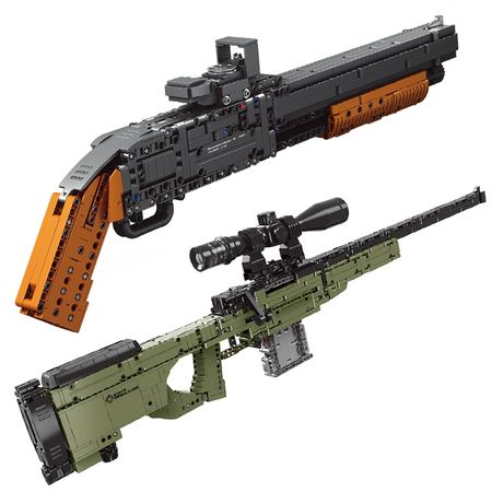 Fit Technic Series Guns shotgun Can Fire Bullets Set AWM Winchester Military Model Building Blocks Toys For Boys Gifts Lepining