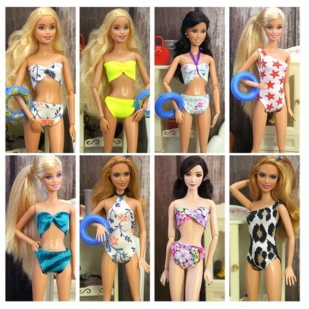 Swimsuit DIY Dress for Barbie Dolls Clothes Girls Accessories Fashion Baby Clothes Toys for Children Suit 18 Inch Doll Swimwear