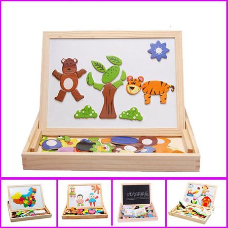 Wooden Toys Magnetic Drawing Board Puzzle Toys Children 3D Puzzle Drawing Board Children Learning Educational  Wooden Toy100+pcs