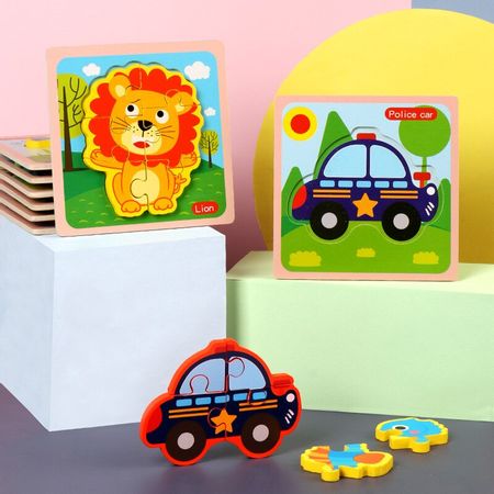 Baby Toys Wooden Toy 3D Puzzle Cartoon Animal Intelligence Kids Educational Children Tangram Shapes Learning Jigsaw