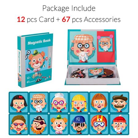 6 Types Children's Intelligent Magnetic Book Magnetic Puzzle Toys Character Animal Traffic Educational Gift for Kids Boys Girls