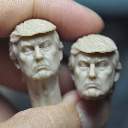 1/12 Donald Trump Unpainted Male Head Carving Head Sculpt Fit Shf Figure Toy