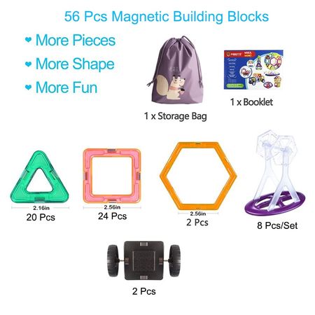56pcs Big Size Magnetic Designer Blocks Building & Construction Toy Magnetic Tiles Game Educational Toys For Children Gifts