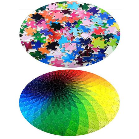 Colorful Rainbow Round  Photo Puzzle Adult Kids DIY Educational Reduce Stress Toy Jigsaw Puzzle Paper 1000 pcs/set