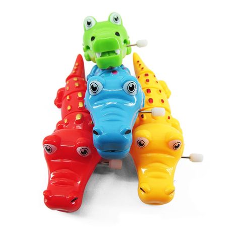 Baby Classic Toys Vintage Plastic Crocodile Cartoon Animal Clockwork Small Car Wind Up Toy for Children Kids Game Holiday Gifts