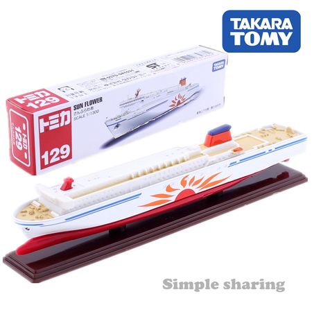 TAKARA TOMY TOMICA No.129 Sun Flower WarShip Diecast Boat Funny Educational Models White Kids Ship Toys Collection