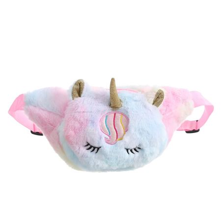 Girls Unicorn Plush Waist Bag Cute Cartoon Plush Bumbag Kids Belt Bag Fashion Travel Phone Pouch Chest Bag