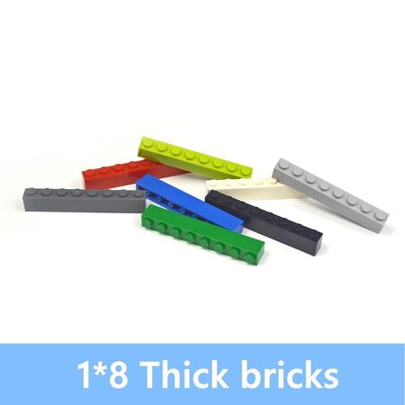 Building Blocks 1*8 Dots 30pcs Thick bricks multiple color Educational Creative DIY Bulk Part classic sets Compatible All Brands