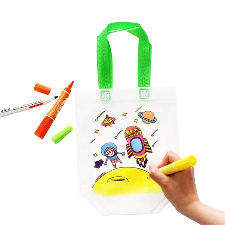 10Pcs/set Antistress Children DIY Graffiti Handbag Puzzle Toy Kids Canvas Bags Kindergarten Painting Fill-color Drawing Toys