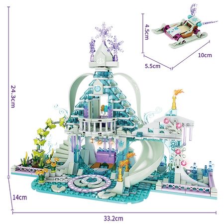 Technic Fit Lego Friends Girls Building Blocks Ice Snow Magic Castle Brick Carriage Princess Palace Toys Creative Christmas