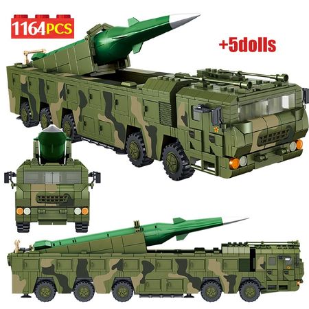 1164PCS City Battle Missile Car Vehicle Building Blocks WW2 Military Army Trucks Model Soldier Figures Bricks Toys For Children
