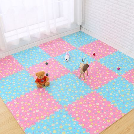 8pcs Baby EVA Foam Floral Puzzle Play Mat /Kids Rugs Toys Carpet for Children Interlocking Exercise Floor Tiles, Each 30*30*1cm