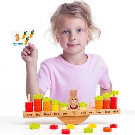 Wooden Children Balance Games Digital Addition and Subtraction Educational Enlightenment Math Toy for Baby Wood Building Blocks