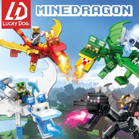 1 set Mine Dragon Figures Building Block City Constructor Bricks Educational Toys for Children