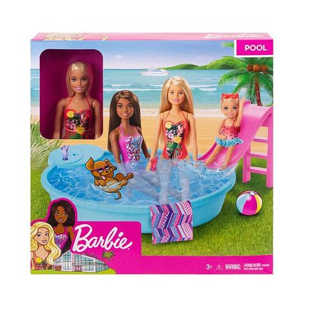 Original Barbie Doll Summer Pool Playset with Slide and Accessories Toys for Girls Children Gifts Bonecas Dolls Fashion Swimsuit