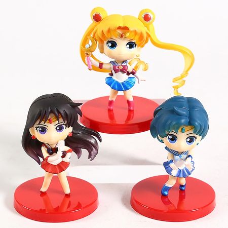 Q Posket Sailor Moon Action Figure Sailor Mercury Mars Princess Toys QPosket PVC Collectible Model Toy 3pcs/set