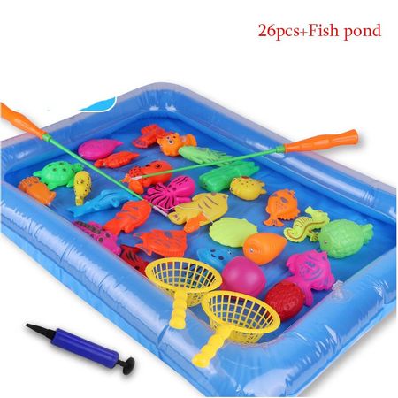 Plastic Magnetic Fishing Toy Water Pool Fish Pole Rod Net Model Play Toys For Children Kids Outdoor Play Fishing Games