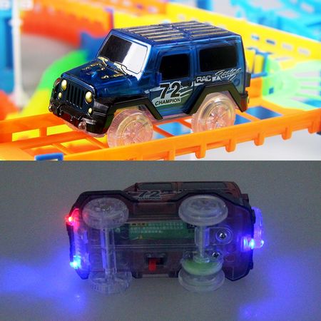 2in1 DIY Railway Track Car Set Bend Flex serpentine technology Glow in The Dark Track LED Light race Car Toys Gift for Kids