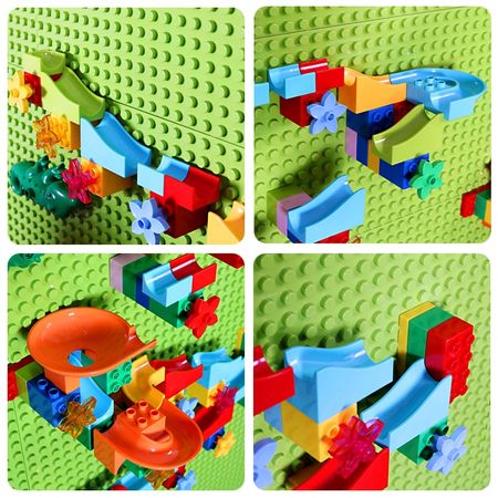 Big Size Mable Race Run Building Blocks Compatible Duploed DIY Base Plate Blocks Funnel Slide Wall Baseplate Toys For Children