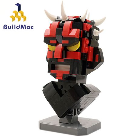 BuildMoc StarW 12474 Darth Maul bust Movie Series Building Blocks Bricks Compatible Lepining wars Toys Children Gift