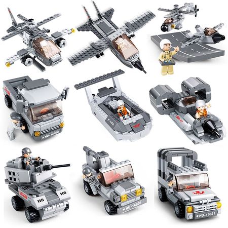 Sluban Aircraft Toy Set Model Military Carrier Ship gift Antisubmarine helicopters Building Block Model Kids 3D Bricks DIY Toy