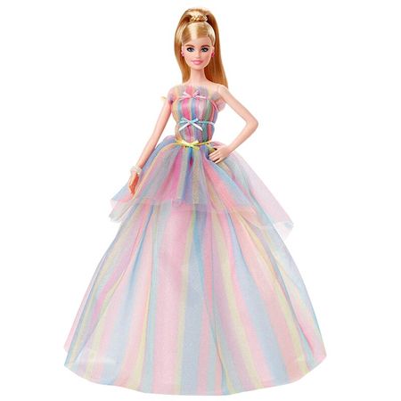 Barbie Signature Birthday Wishes Doll 12-inh Blonde In Rainbow Dress Collector's Edition Doll Children Girls Toy Gift GHT42