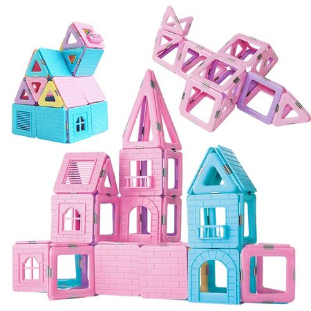 63-169 PCS Big Size Magnetic Constructor Set Pink Girls Building Magnets Toy Magnetic Blocks Educational Designer For Children