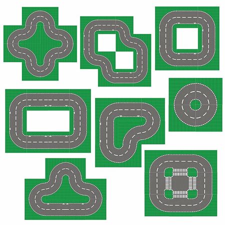 Green Street Baseplates Straight Crossroad Curve T-Junction Building Blocks Compatible with lego Classic City Road Base Plate