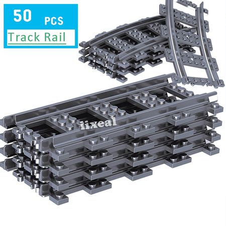 Fit Lego Train Track Creative Building Bricks Blocks Plastic Rail Track for Train Straight Curved City Toys Construction