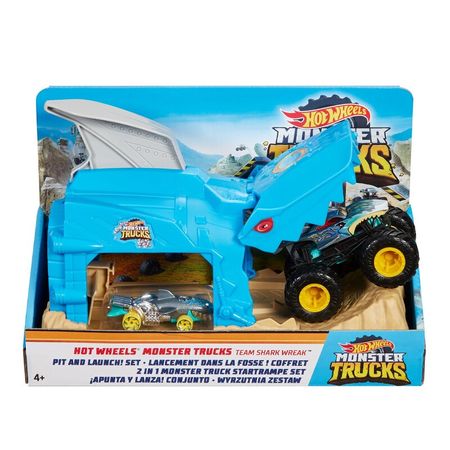 Original Hot Wheels Monster Trucks Car Toys Competition Kids set Wild Shark Launch Hotwheels Truck Toys for Children Gifts GKY01